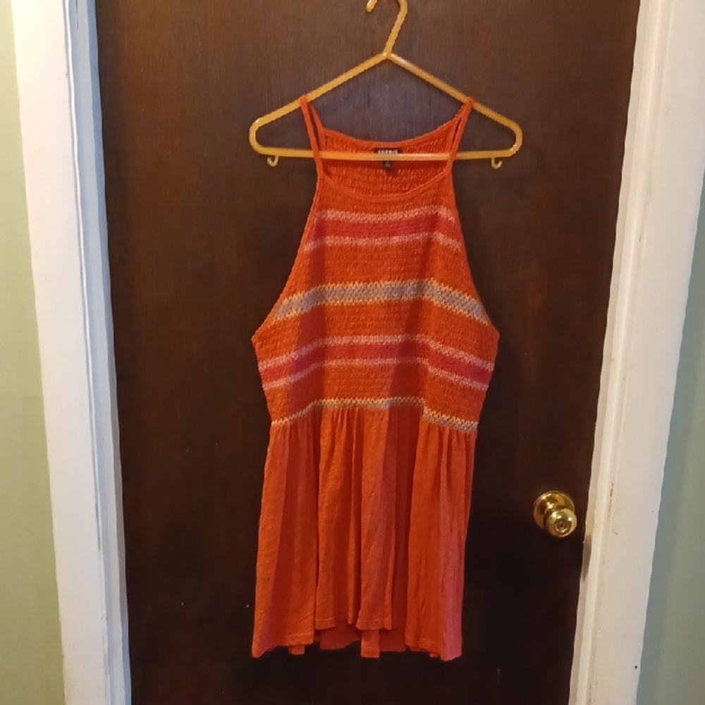 Torrid Babydoll Top Burnt Orange Embroidered Size 2